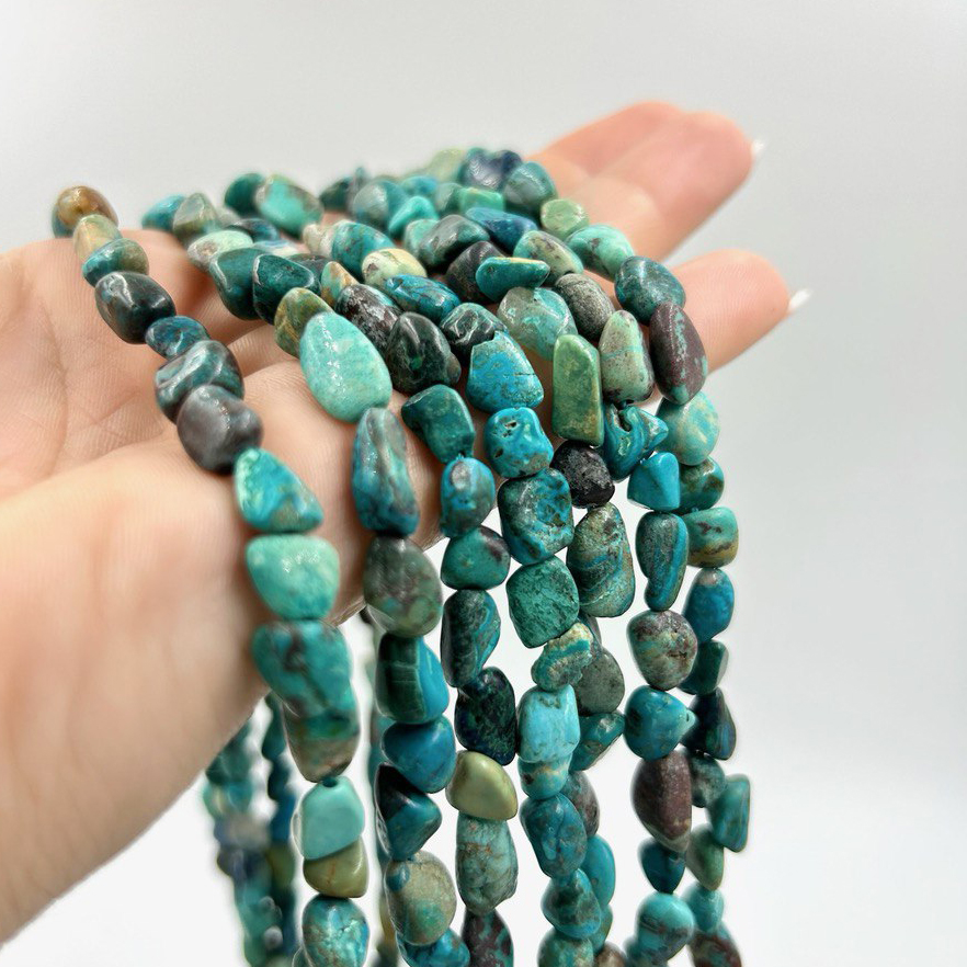 Бусины хризоколла форма галтовка размер 6-8*8-10мм натуральный камень
