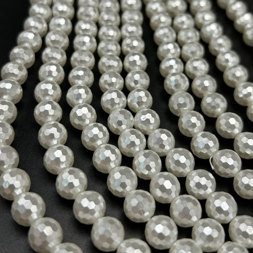 Майорка граненая цвет белый размеры 4мм 6мм 8мм 10мм