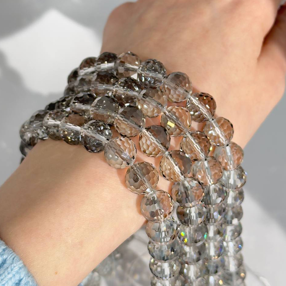 Бусины стеклянные размер 11,4мм цвет серый