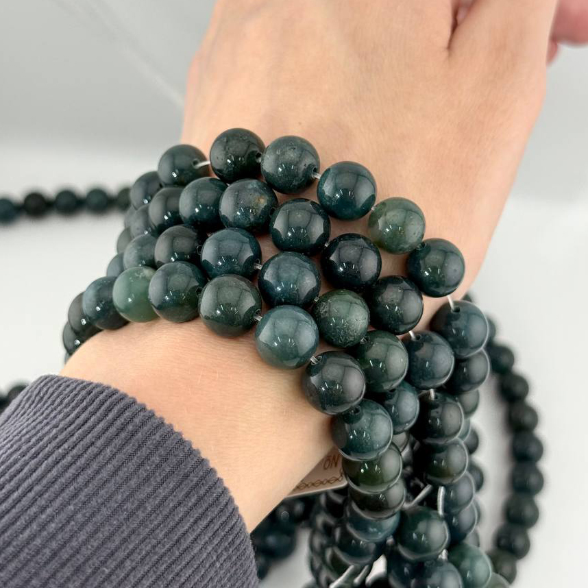 Агат Моховой размер 6мм 8мм 10мм натуральный камень